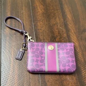 Coach Purple Wristlet with Gold Accents